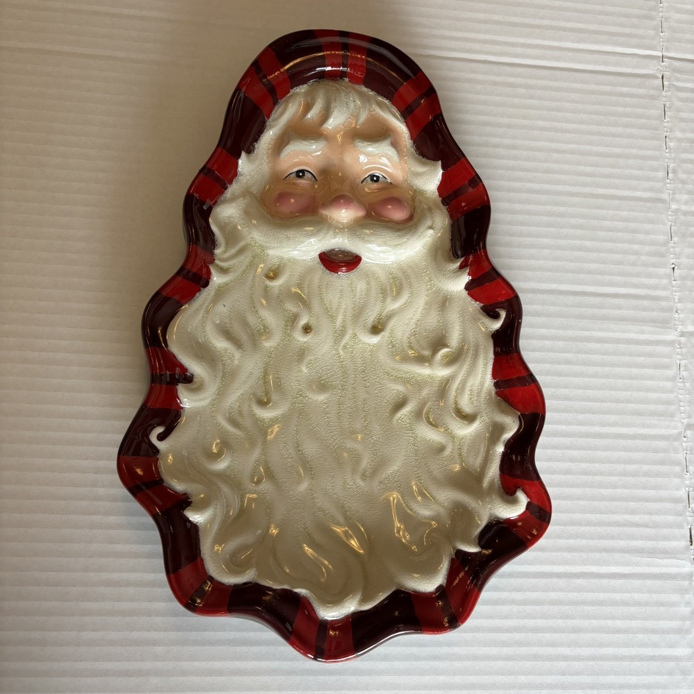 Vintage 80s Hallmark Old World Santa Platter Snack Tray Christmas Holiday Table